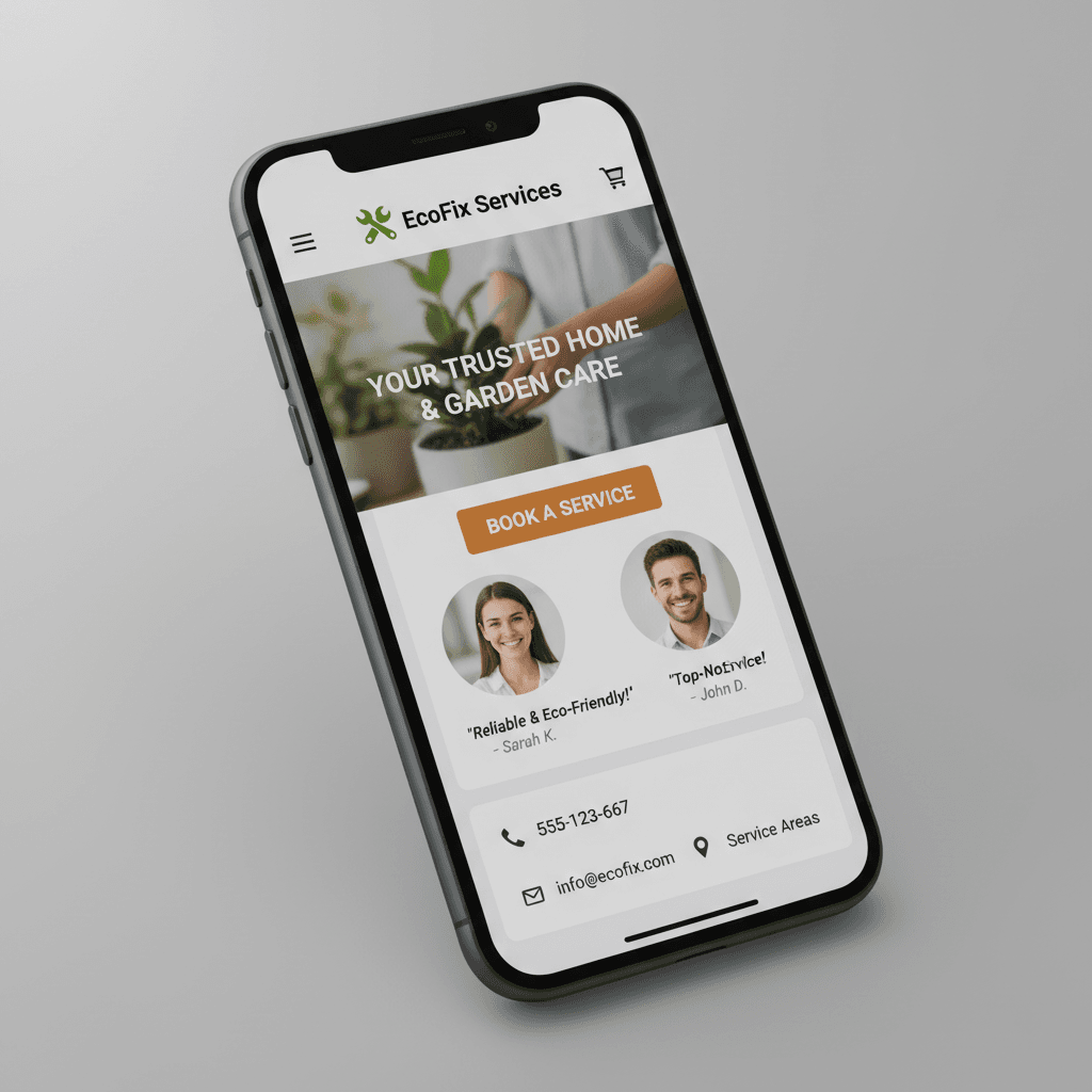 Professional homepage for local retail business